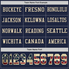 Laden Sie das Bild in den Galerie-Viewer, Custom Navy Vintage USA Flag Cream-Crimson Long Sleeve Authentic Football Jersey