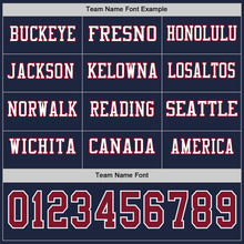 Load image into Gallery viewer, Custom Navy Crimson-White Long Sleeve Authentic Football Jersey