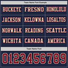 Load image into Gallery viewer, Custom Navy Crimson-Cream Long Sleeve Authentic Football Jersey