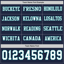 Load image into Gallery viewer, Custom Navy White-Teal Long Sleeve Authentic Football Jersey