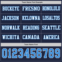 Load image into Gallery viewer, Custom Navy Powder Blue-White Long Sleeve Authentic Football Jersey