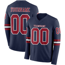 Load image into Gallery viewer, Custom Navy Cardinal-White Long Sleeve Authentic Football Jersey