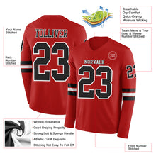 Load image into Gallery viewer, Custom Red Black-White Long Sleeve Authentic Football Jersey