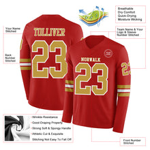 Загрузить изображение в средство просмотра галереи, Custom Red Old Gold-White Long Sleeve Authentic Football Jersey