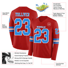 Load image into Gallery viewer, Custom Red Powder Blue-White Long Sleeve Authentic Football Jersey