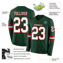 Load image into Gallery viewer, Custom Green White-Red Long Sleeve Authentic Football Jersey