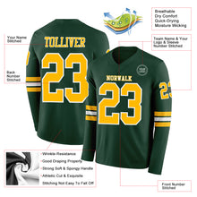 Load image into Gallery viewer, Custom Green Gold-White Long Sleeve Authentic Football Jersey