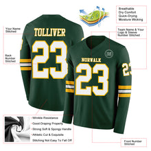 Load image into Gallery viewer, Custom Green White-Gold Long Sleeve Authentic Football Jersey