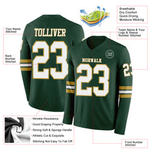 Laden Sie das Bild in den Galerie-Viewer, Custom Green White-Old Gold Long Sleeve Authentic Football Jersey