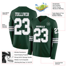 Load image into Gallery viewer, Custom Green White-Gray Long Sleeve Authentic Football Jersey