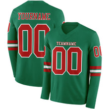 Загрузить изображение в средство просмотра галереи, Custom Kelly Green Red-White Long Sleeve Authentic Football Jersey