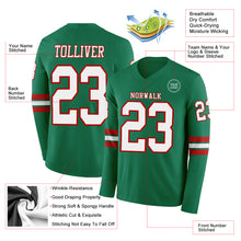 Загрузить изображение в средство просмотра галереи, Custom Kelly Green White-Red Long Sleeve Authentic Football Jersey