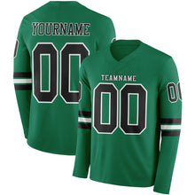 Загрузить изображение в средство просмотра галереи, Custom Kelly Green Black-White Long Sleeve Authentic Football Jersey