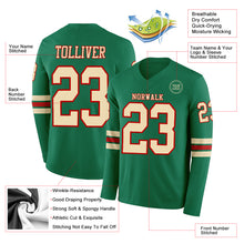 Загрузить изображение в средство просмотра галереи, Custom Kelly Green Cream-Red Long Sleeve Authentic Football Jersey