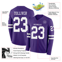 Загрузить изображение в средство просмотра галереи, Custom Purple White Long Sleeve Authentic Football Jersey