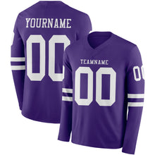 Загрузить изображение в средство просмотра галереи, Custom Purple White Long Sleeve Authentic Football Jersey