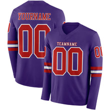 Charger l'image dans la galerie, Custom Purple Red-White Long Sleeve Authentic Football Jersey