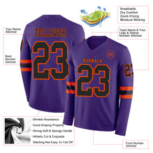 Charger l'image dans la galerie, Custom Purple Black-Orange Long Sleeve Authentic Football Jersey