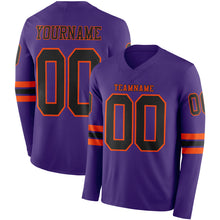 Charger l'image dans la galerie, Custom Purple Black-Orange Long Sleeve Authentic Football Jersey