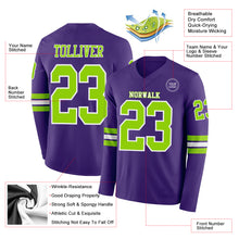 Загрузить изображение в средство просмотра галереи, Custom Purple Neon Green-White Long Sleeve Authentic Football Jersey