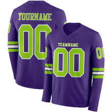 Загрузить изображение в средство просмотра галереи, Custom Purple Neon Green-White Long Sleeve Authentic Football Jersey