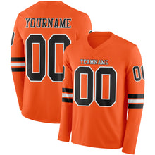 Load image into Gallery viewer, Custom Orange Black-White Long Sleeve Authentic Football Jersey