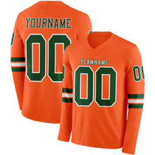 Load image into Gallery viewer, Custom Orange Green-White Long Sleeve Authentic Football Jersey