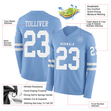 Charger l'image dans la galerie, Custom Light Blue White Long Sleeve Authentic Football Jersey