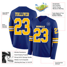 Laden Sie das Bild in den Galerie-Viewer, Custom Royal Gold-White Long Sleeve Authentic Football Jersey