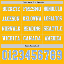 Charger l'image dans la galerie, Custom Gold Light Blue-White Long Sleeve Authentic Football Jersey