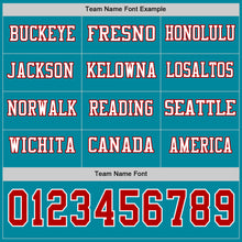 Load image into Gallery viewer, Custom Teal Red-White Long Sleeve Authentic Football Jersey