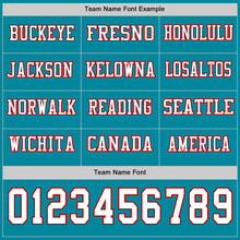 Load image into Gallery viewer, Custom Teal White-Red Long Sleeve Authentic Football Jersey