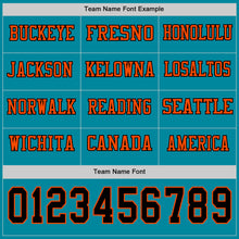 Load image into Gallery viewer, Custom Teal Black-Orange Long Sleeve Authentic Football Jersey