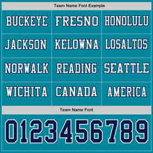 Load image into Gallery viewer, Custom Teal Navy-White Long Sleeve Authentic Football Jersey