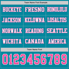Load image into Gallery viewer, Custom Teal Pink-White Long Sleeve Authentic Football Jersey