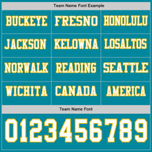 Load image into Gallery viewer, Custom Teal White-Gold Long Sleeve Authentic Football Jersey