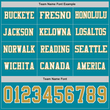 Load image into Gallery viewer, Custom Teal Old Gold-White Long Sleeve Authentic Football Jersey