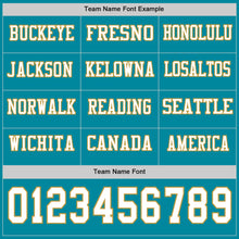 Load image into Gallery viewer, Custom Teal White-Old Gold Long Sleeve Authentic Football Jersey