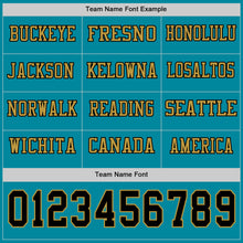 Load image into Gallery viewer, Custom Teal Black-Old Gold Long Sleeve Authentic Football Jersey
