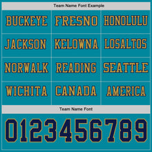Load image into Gallery viewer, Custom Teal Navy-Old Gold Long Sleeve Authentic Football Jersey