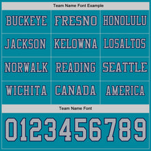 Load image into Gallery viewer, Custom Teal Gray-Navy Long Sleeve Authentic Football Jersey