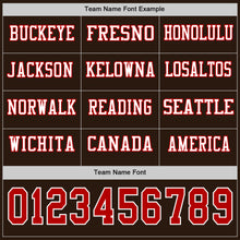 Load image into Gallery viewer, Custom Brwon Red-White Long Sleeve Authentic Football Jersey