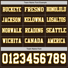 Load image into Gallery viewer, Custom Brwon White-Gold Long Sleeve Authentic Football Jersey