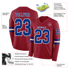 Load image into Gallery viewer, Custom Cardinal Royal-White Long Sleeve Authentic Football Jersey