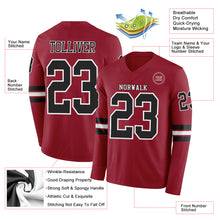 Load image into Gallery viewer, Custom Cardinal Black-White Long Sleeve Authentic Football Jersey