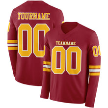 Load image into Gallery viewer, Custom Cardinal Gold-White Long Sleeve Authentic Football Jersey
