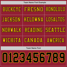 Load image into Gallery viewer, Custom Cardinal Black-Gold Long Sleeve Authentic Football Jersey