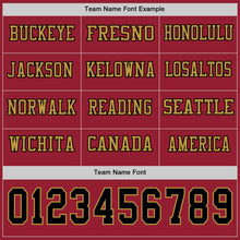 Load image into Gallery viewer, Custom Cardinal Black-Old Gold Long Sleeve Authentic Football Jersey