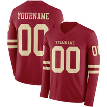 Load image into Gallery viewer, Custom Cardinal Cream Long Sleeve Authentic Football Jersey