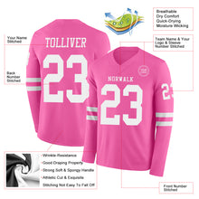 Load image into Gallery viewer, Custom Pink White Long Sleeve Authentic Football Jersey
